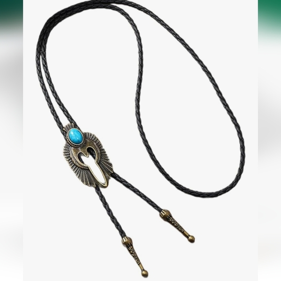 New falcon eagle bird leather bolo tie - Picture 2 of 3